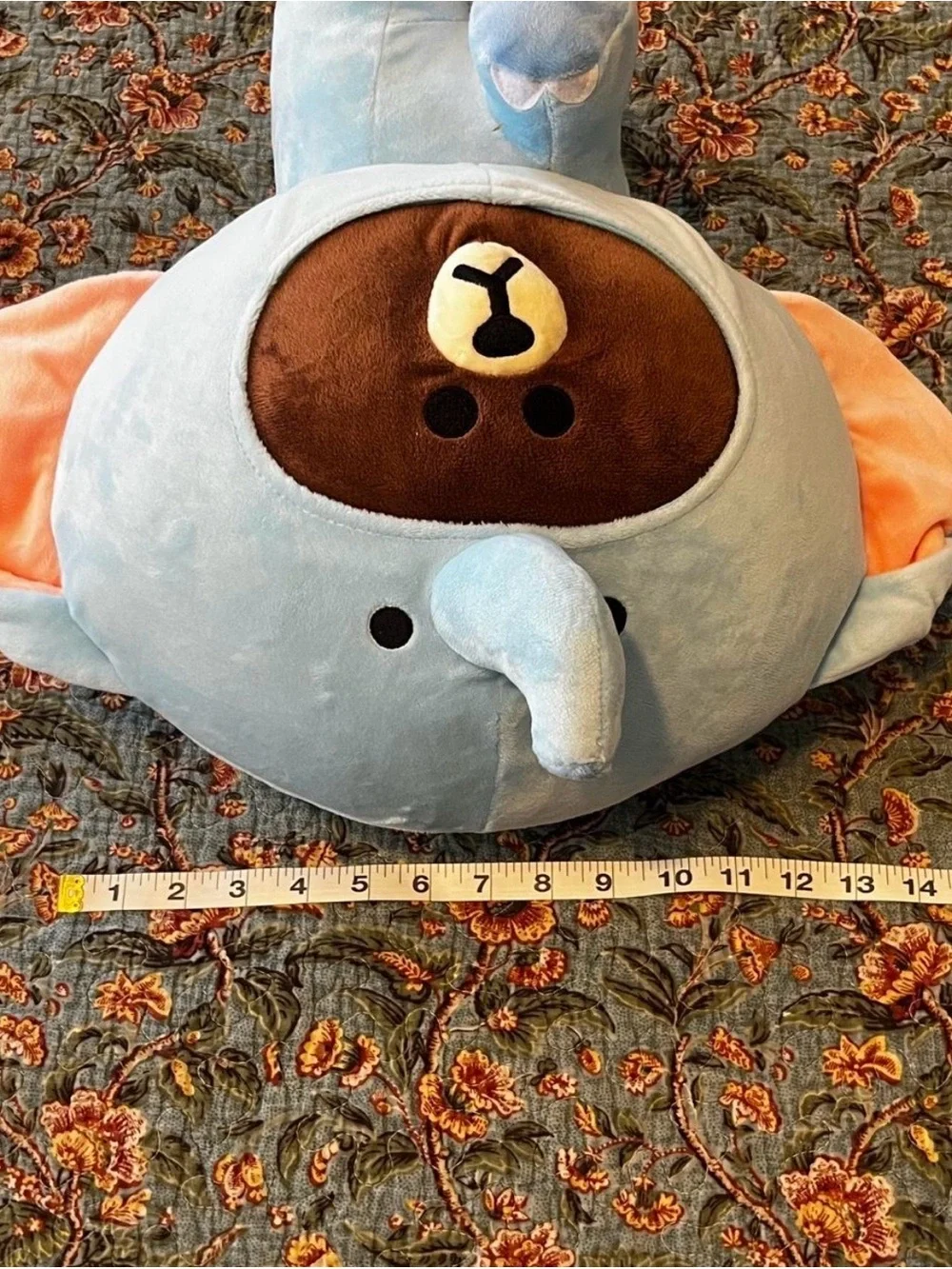 Jungle Brown Line Friends Plush Toy Bear in a Blue Elephant costume